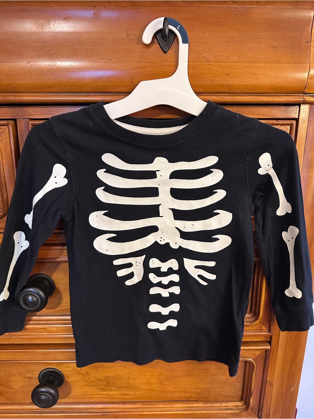 Carter's Black Long-Sleeve Skeleton Tee